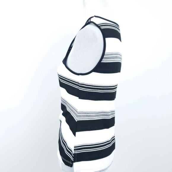 Halogen Career Tank Side Ruching Black White SMALL Sleeveless Shirt Blouse - Picture 4 of 6